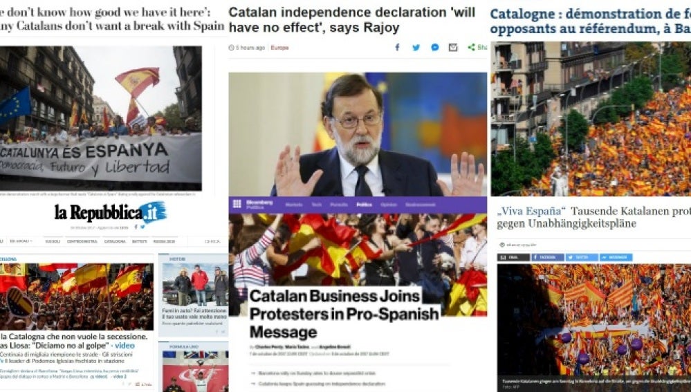 Los medios internacionales se hacen eco de la manifestación en Barcelona