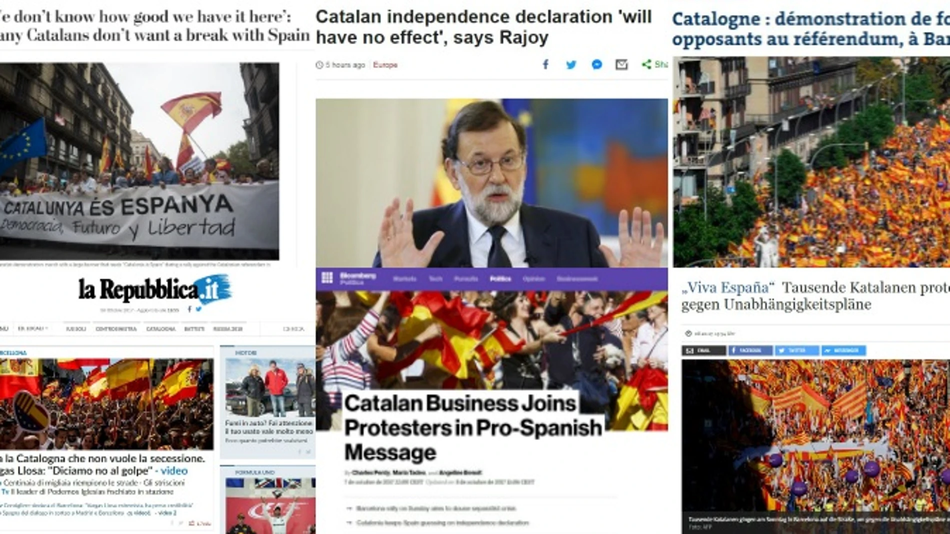 Los medios internacionales se hacen eco de la manifestación en Barcelona Los medios internacionales se hacen eco de la manifestación en Barcelona