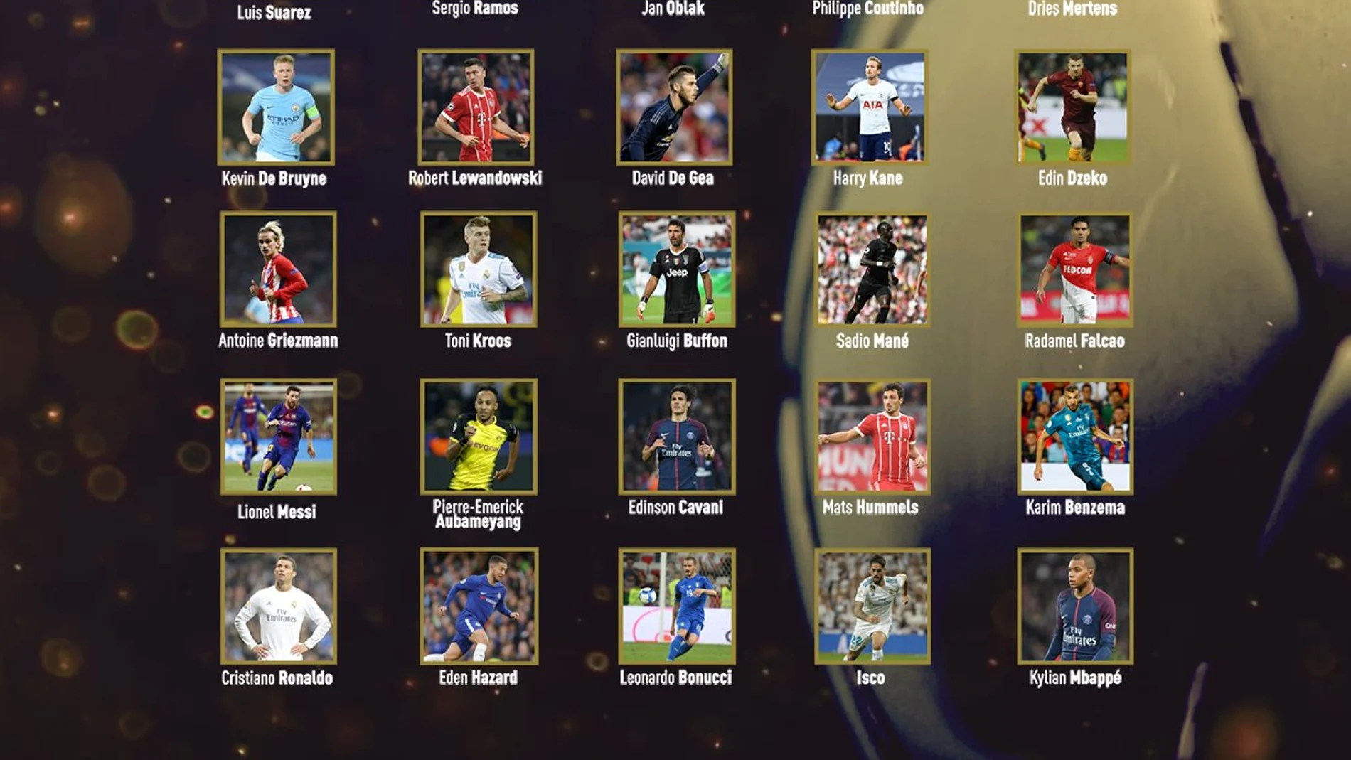 Los 30 nominados al Balón de Oro 2017 Los 30 nominados al Balón de Oro 2017