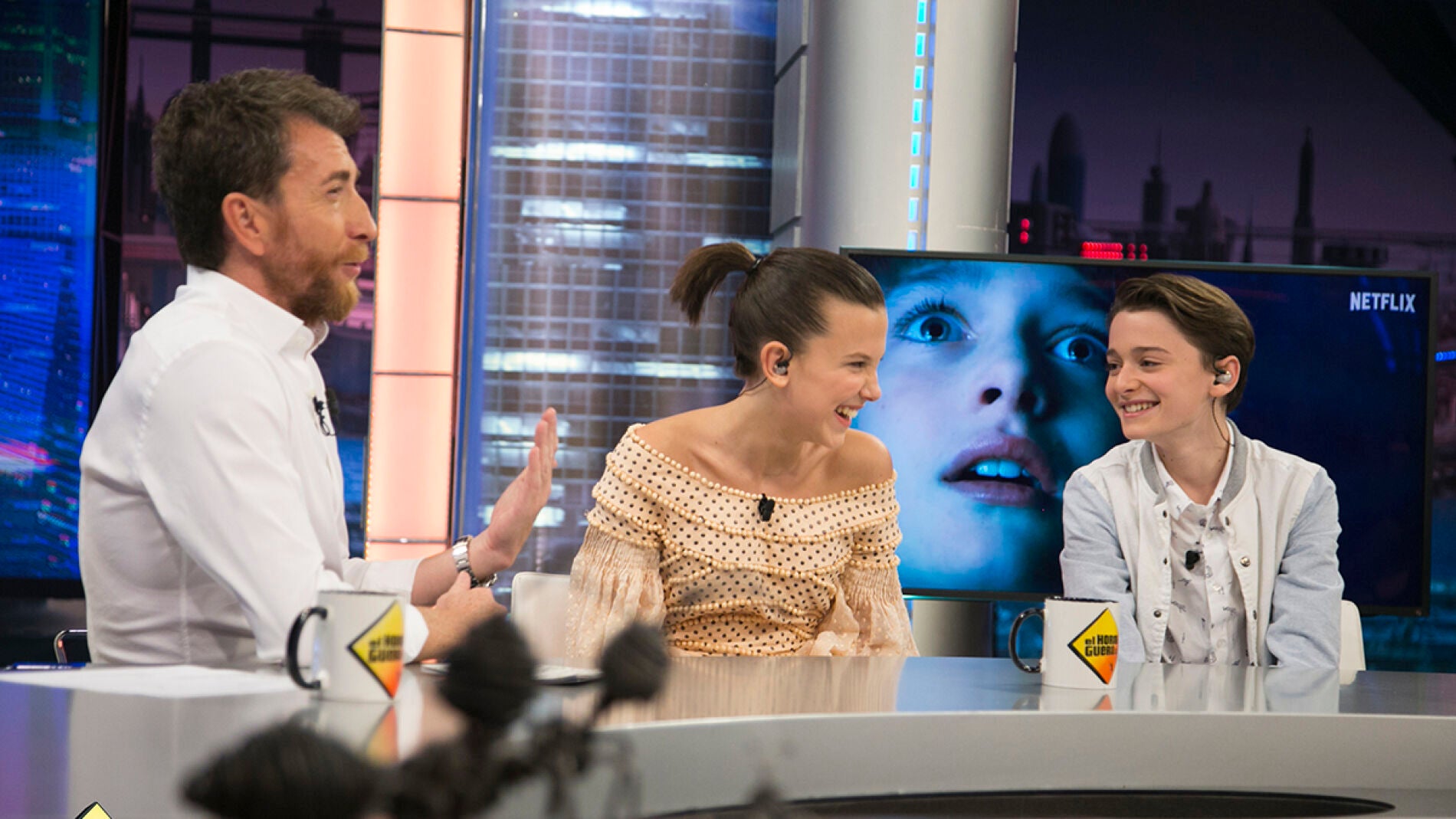 El rotulador m&aacute;gico con el que Pablo Motos ha sorprendido a Millie Bobby Brown y Noah Schnapp