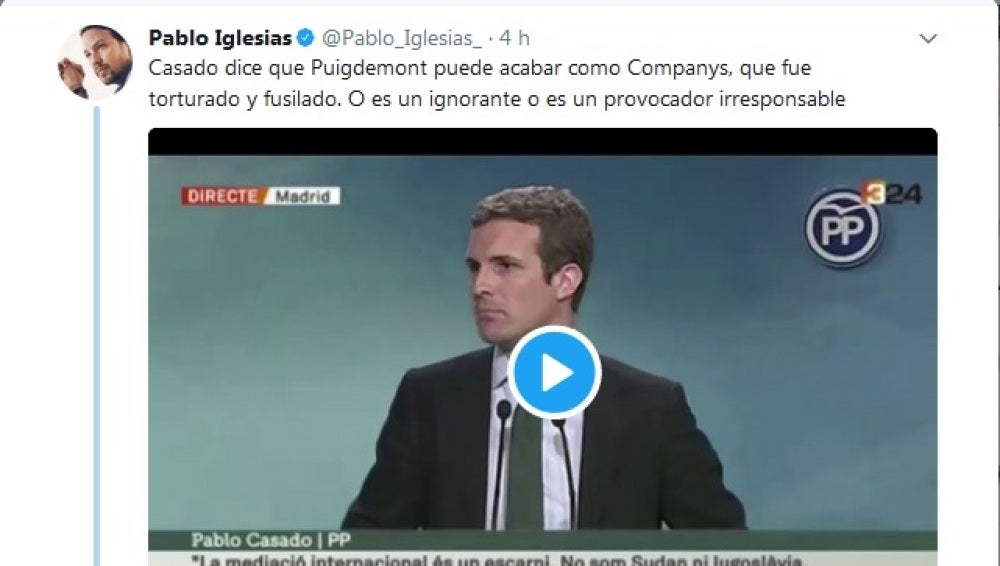 Captura del rifirrafe entre Iglesias y Casado