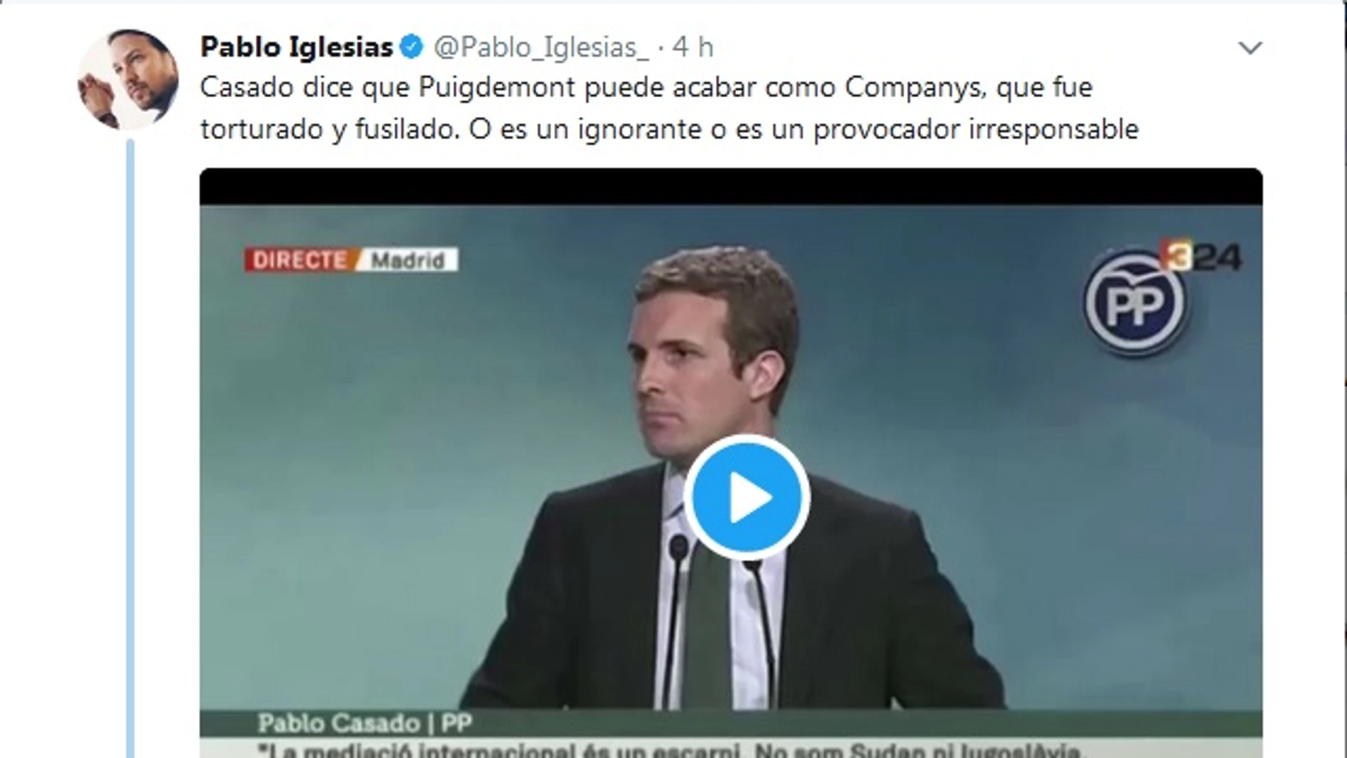 Captura del rifirrafe entre Iglesias y Casado Captura del rifirrafe entre Iglesias y Casado