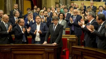 Carles Puigdemont, president de la Generalitat, en el Parlament