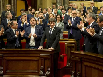Carles Puigdemont, president de la Generalitat, en el Parlament Carles Puigdemont, president de la Generalitat, en el Parlament