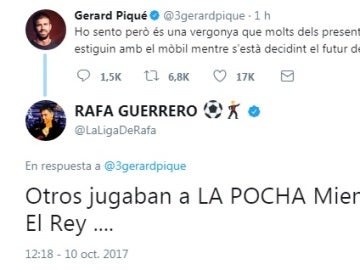Piqué y Rafa Guerrero se enzarzan en una discusión a través de Twitter Piqué y Rafa Guerrero se enzarzan en una discusión a través de Twitter