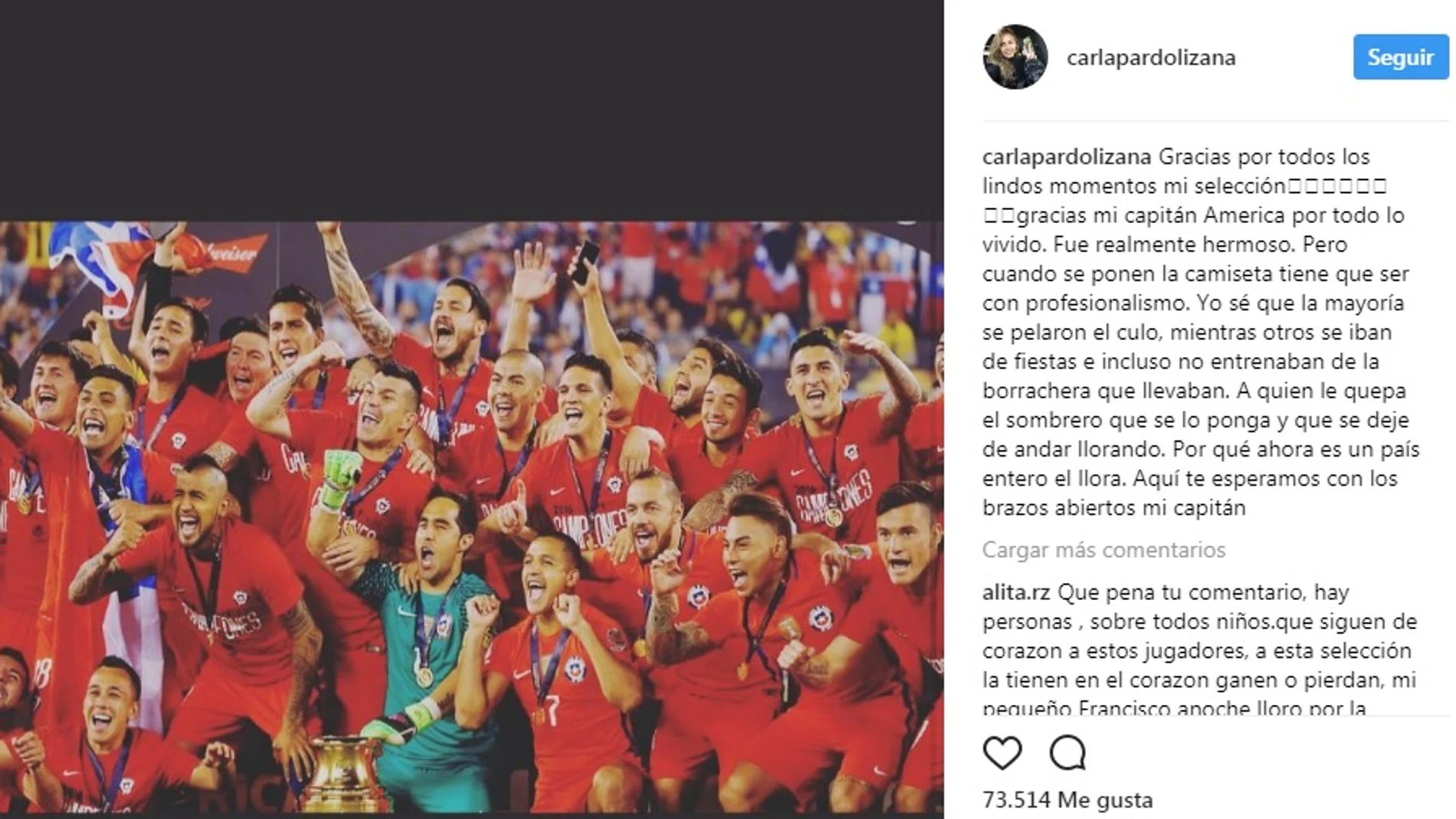 Carla Pardo critica que varios jugadores de la selección de Chile entrenaban borrachos Carla Pardo critica que varios jugadores de la selección de Chile entrenaban borrachos
