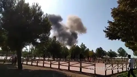 Un avión del Ejército del Aire se estrella en la base aérea de Los Llanos en Albacete Un avión del Ejército del Aire se estrella en la base aérea de Los Llanos en Albacete