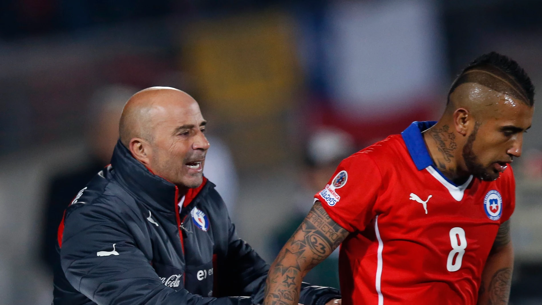 Sampaoli y Arturo Vidal en 2015 Sampaoli y Arturo Vidal en 2015