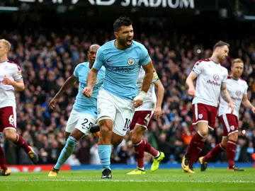 Agüero celebra el 1-0 ante el Burnley Agüero celebra el 1-0 ante el Burnley