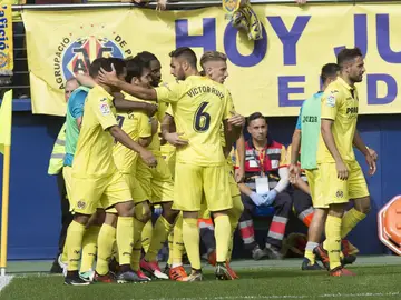 Los jugadores del Villarreal celebran un gol Los jugadores del Villarreal celebran un gol