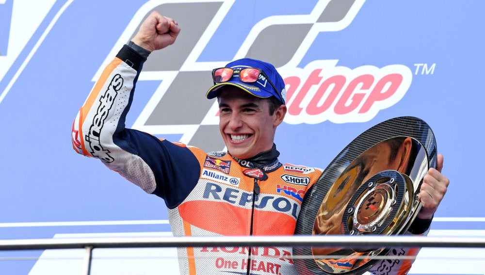Marc Márquez celebra una victoria en MotoGP