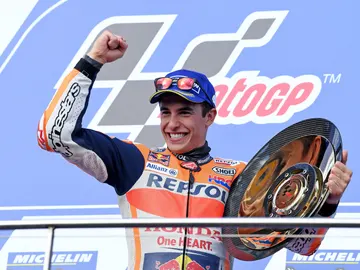 Marc Márquez celebra una victoria en MotoGP Marc Márquez celebra una victoria en MotoGP