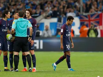 Neymar, expulsado durante el partido contra el Marsella Neymar, expulsado durante el partido contra el Marsella
