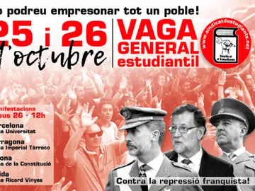 Polémico cartel de universitarios independentistas convocando protestas contra la el 155 el jueves Polémico cartel de universitarios independentistas convocando protestas contra la el 155 el jueves