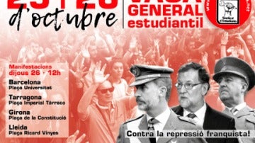 Polémico cartel de universitarios independentistas convocando protestas contra la el 155 el jueves