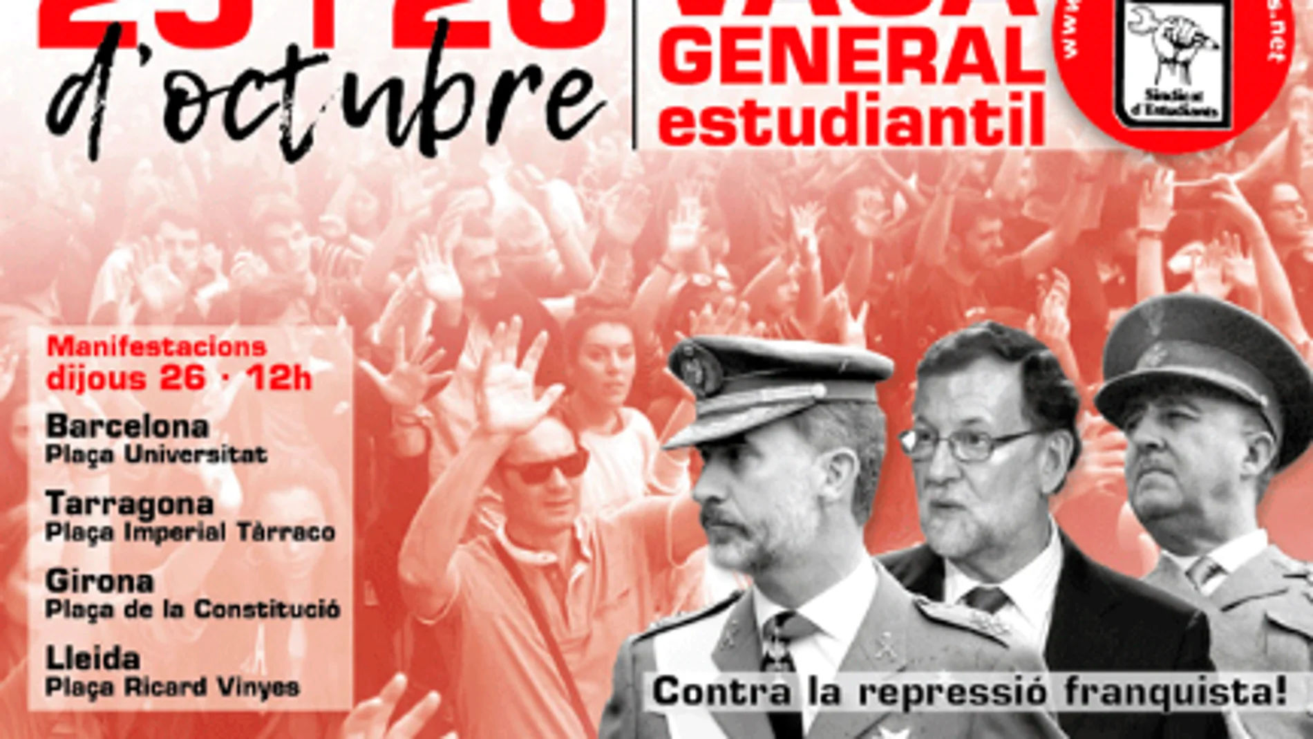 Polémico cartel de universitarios independentistas convocando protestas contra la el 155 el jueves Polémico cartel de universitarios independentistas convocando protestas contra la el 155 el jueves