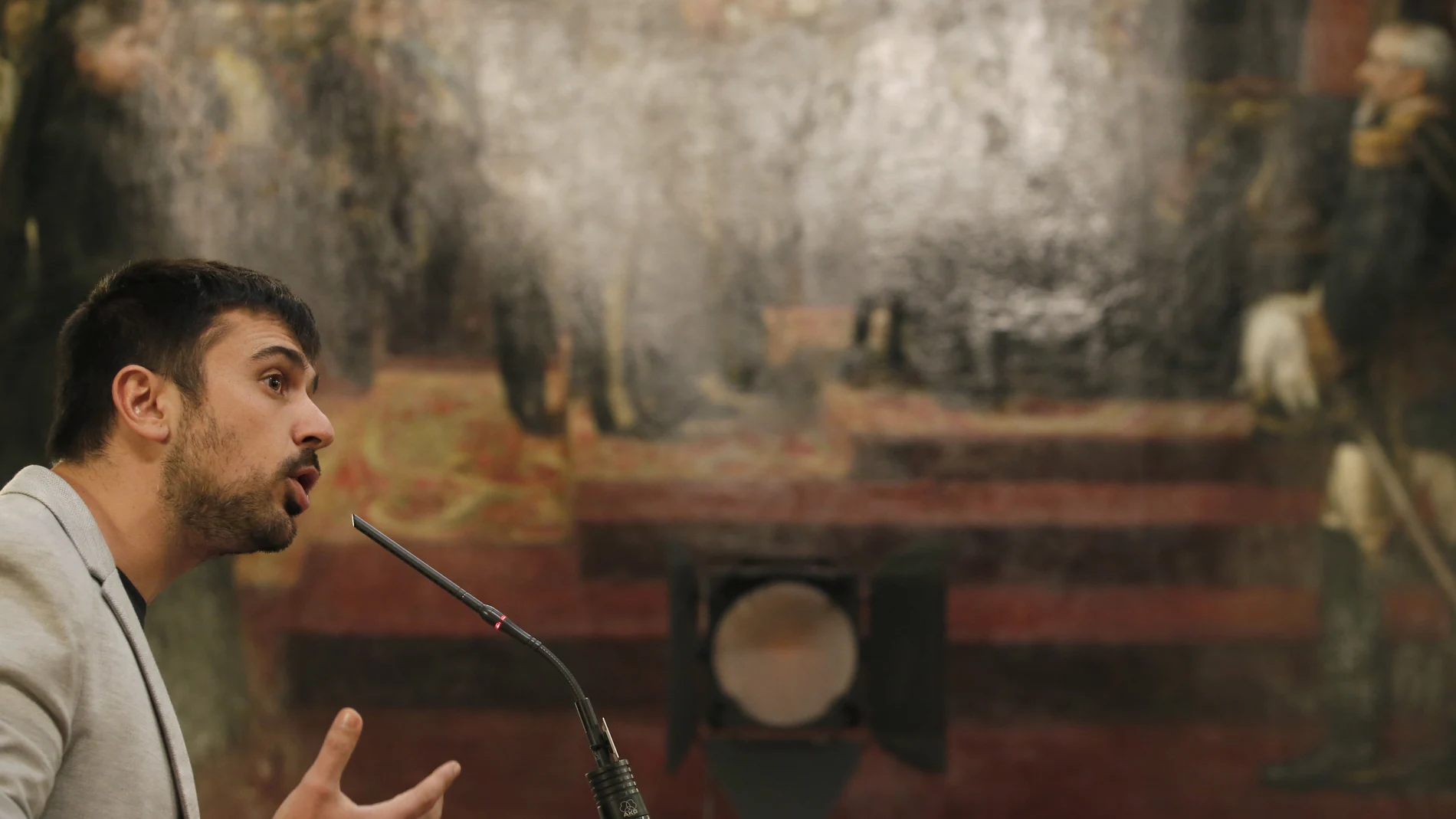 El portavoz de Unidos Podemos, Ramón Espinar El portavoz de Unidos Podemos, Ramón Espinar