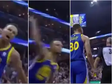 Curry lanza su protector bucal a un árbitro Curry lanza su protector bucal a un árbitro