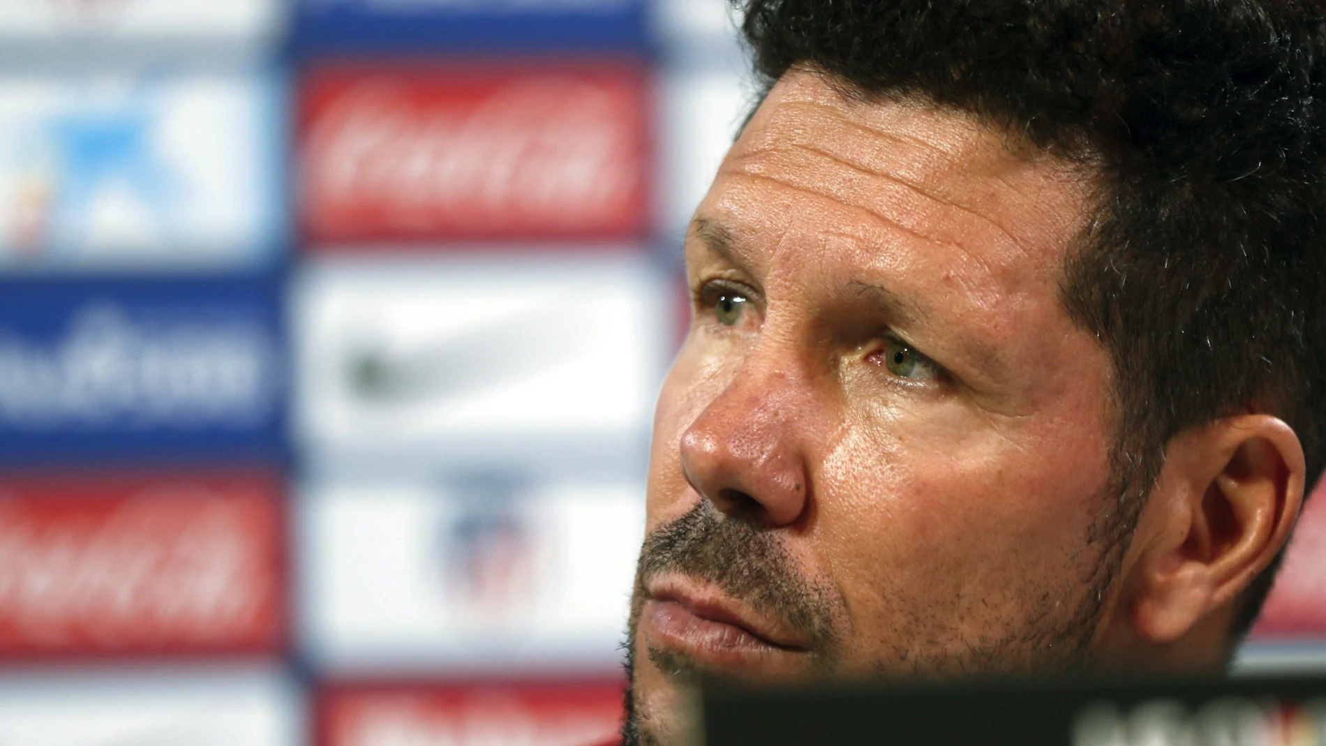 Simeone, durante la rueda de prensa Simeone, durante la rueda de prensa