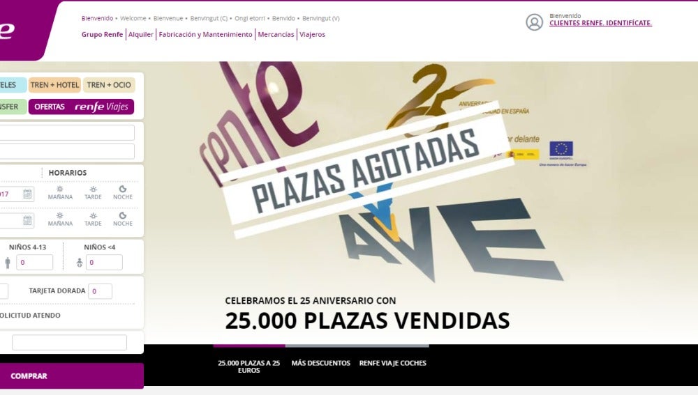 Plazas agotadas en Renfe