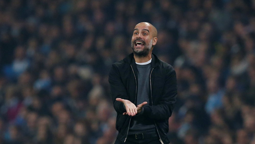 Pep Guardiola, durante el partido de la Copa Inglesa