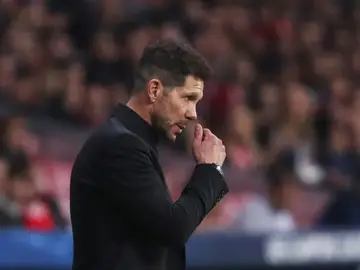 Simeone, durante el partido contra el Qarabag Simeone, durante el partido contra el Qarabag