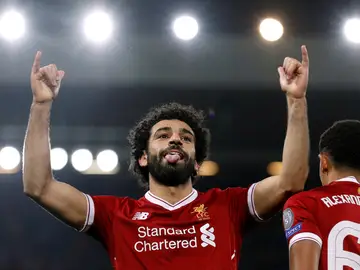 Salah celebra su gol contra el Maribor en Anfield Salah celebra su gol contra el Maribor en Anfield
