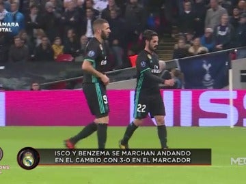 Isco y Benzema se van caminando con 3-0 en el marcador cuando Zidane les sustituyó