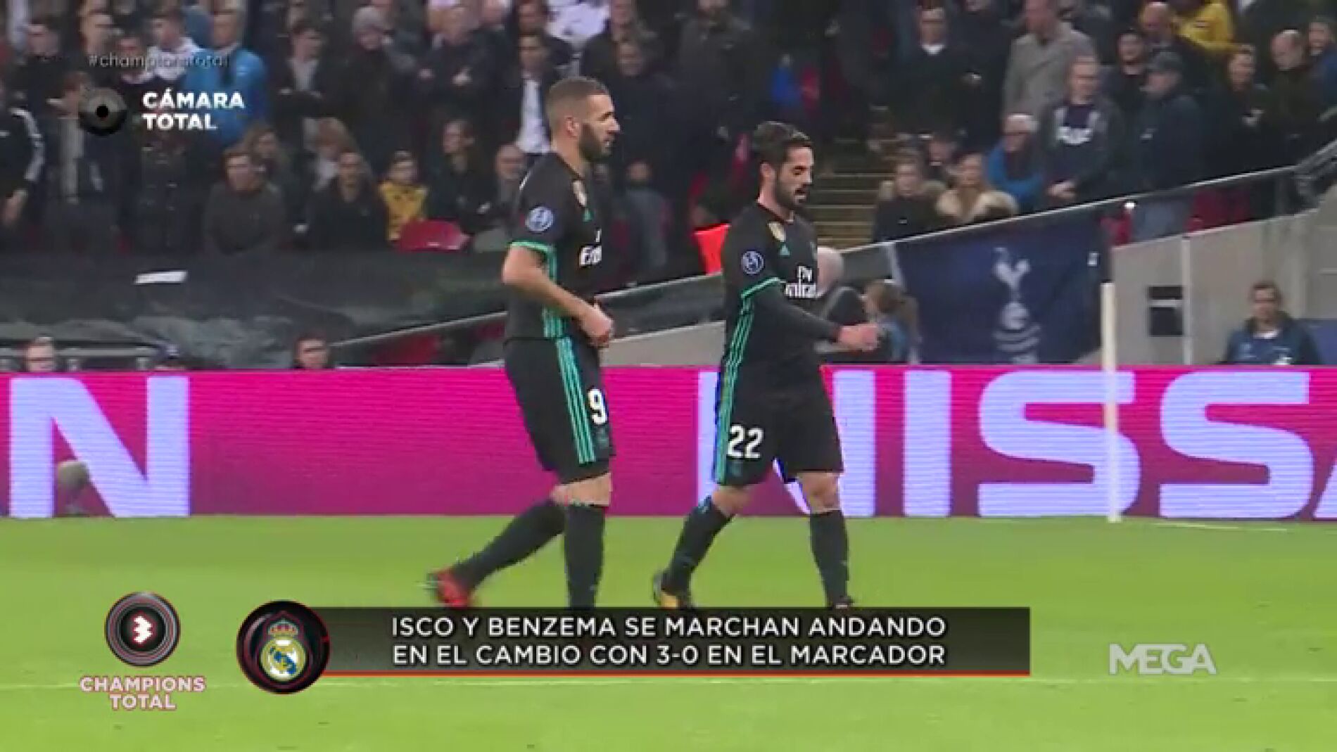 Isco y Benzema se van caminando con 3-0 en el marcador cuando Zidane les sustituy&oacute;