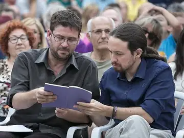Albano Dante y Pablo Iglesias durante un mitin Albano Dante y Pablo Iglesias durante un mitin