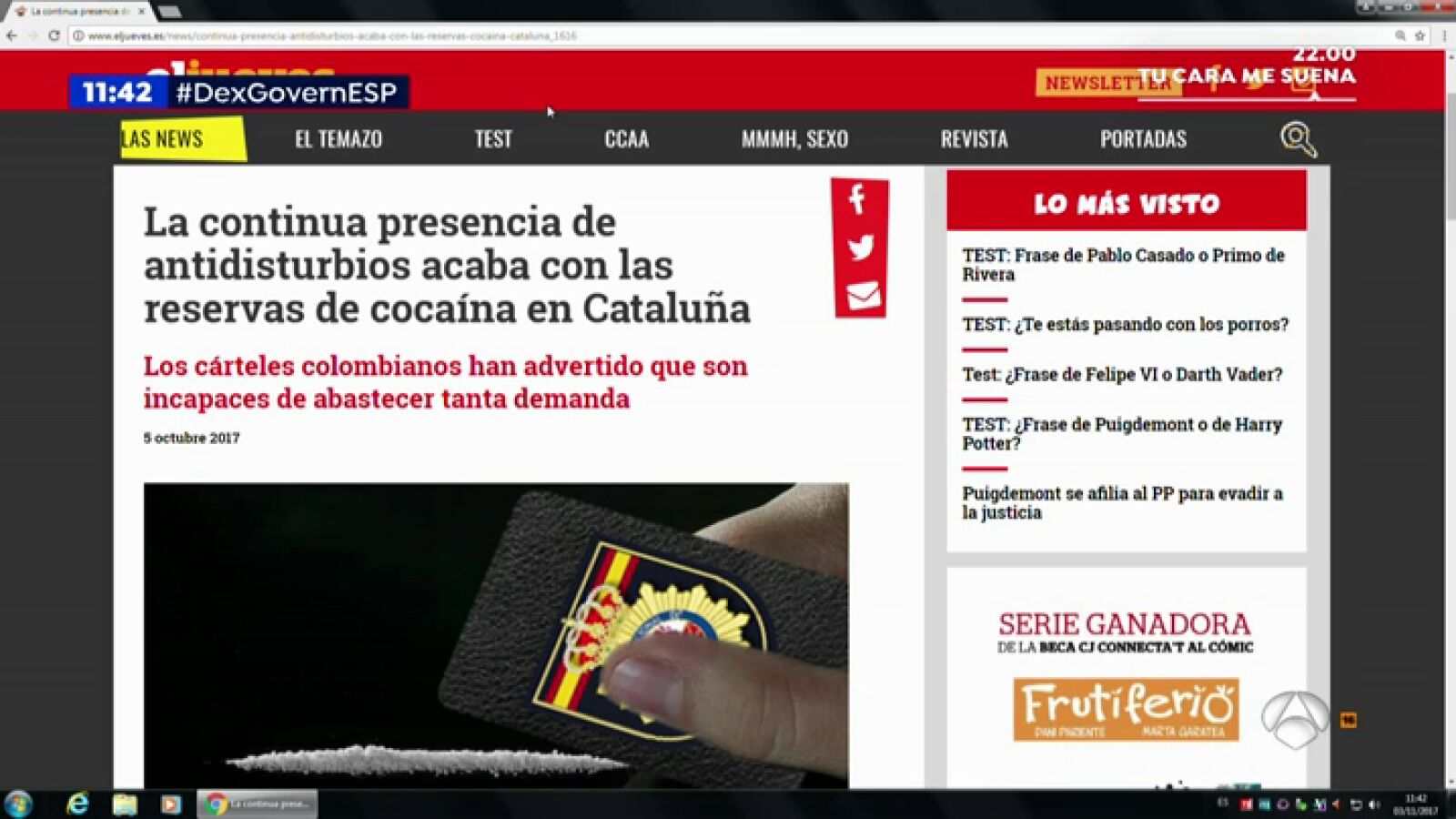 El juez deja a un paso del juicio a los directores de 'El Jueves' por un chiste sobre el consumo de cocaína entre la Policía Nacional