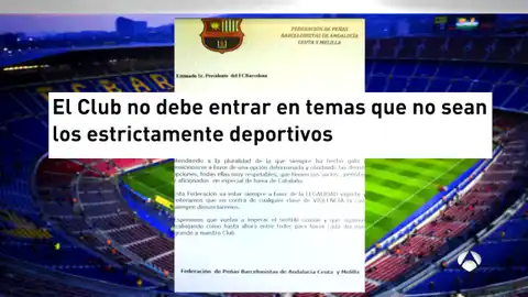 Peñas de fuera de Cataluña piden al club no posicionarse Peñas de fuera de Cataluña piden al club no posicionarse