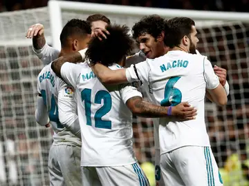 El Real Madrid celebra un gol El Real Madrid celebra un gol