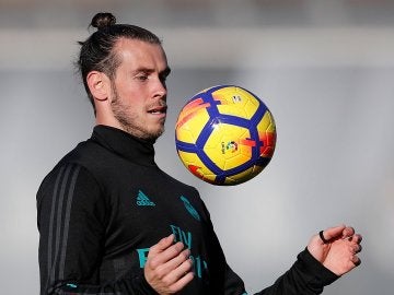 Gareth Bale, durante el entrenamiento del Real Madrid