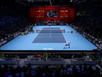 Momento del partido entre Khachanov y Medvedev