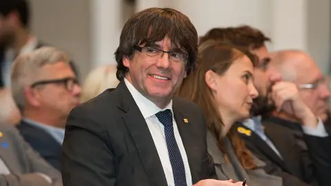 Puigdemont en el acto celebrado por 200 alcaldes independentistas en Bruselas