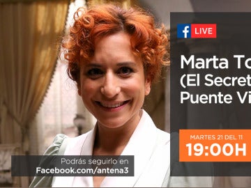 Marta Tomasa estará con los seguidores de 'El secreto de Puente Viejo' en directo el próximo martes