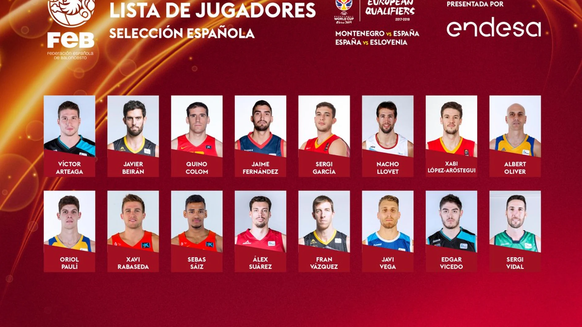 Lista de España para jugar ante Montenegro y Eslovenia Lista de España para jugar ante Montenegro y Eslovenia