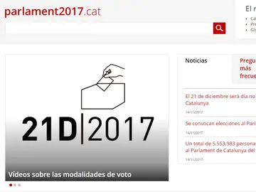 La página de la Generalitat dedicada a las elecciones La página de la Generalitat dedicada a las elecciones
