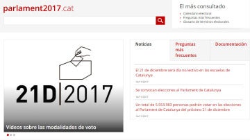 La página de la Generalitat dedicada a las elecciones