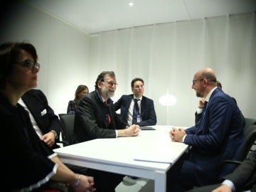 Encuentro entre Mariano Rajoy y Charles Michel en Suecia