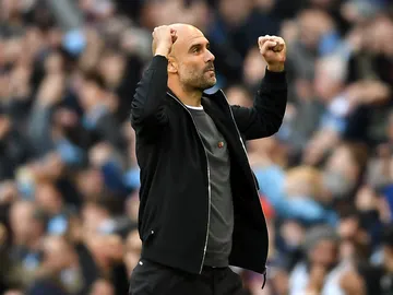 Pep Guardiola celebra un gol del Manchester City Pep Guardiola celebra un gol del Manchester City