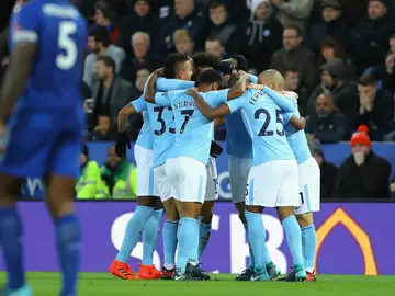 El Manchester City celebra un gol contra el Leicester El Manchester City celebra un gol contra el Leicester