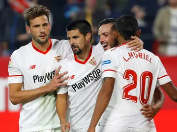 El Sevilla celebra un gol El Sevilla celebra un gol