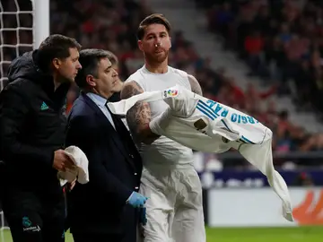 Sergio Ramos, con la nariz fracturada Sergio Ramos, con la nariz fracturada