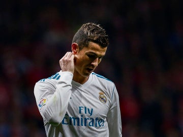 Cristiano Ronaldo se lamenta tras una acción en el Wanda Metropolitano