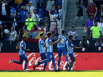 El Málaga celebra un gol El Málaga celebra un gol