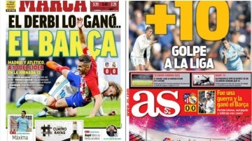 El derbi, en las portadas de la prensa