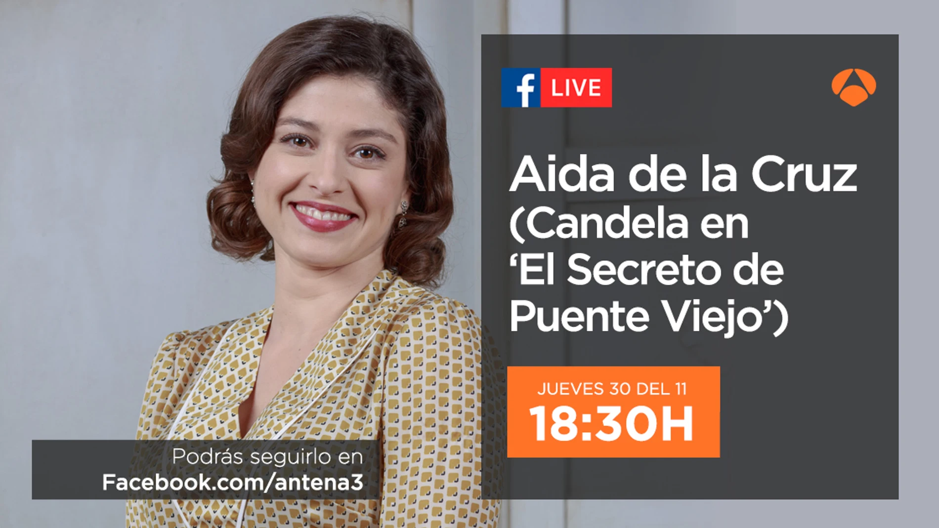 Aida de la Cruz estará mañana en directo con los seguidores de 'El secreto de Puente Viejo'