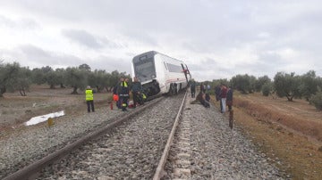 Tren Málaga-Sevilla que ha descarrilado